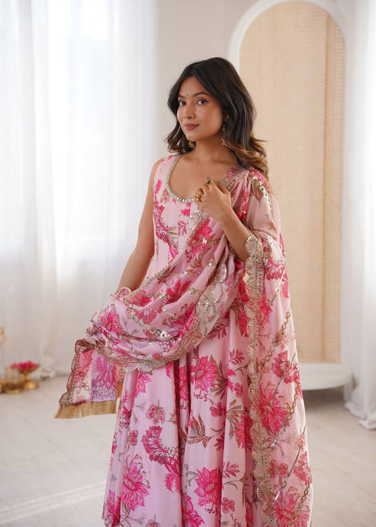 Soft Petals Floral Anarkali Set