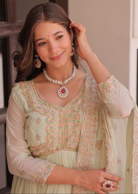 Soft Glow Sequins Embroidered Gown