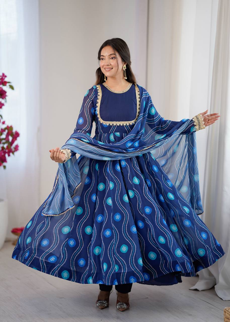 Classic Bandhani Flared Anarkali Suit XS Classic Bandhani Flared Anarkali Suit XS