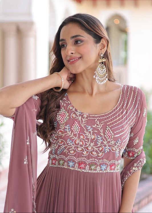 Elegance Multithread Embroidered Gown