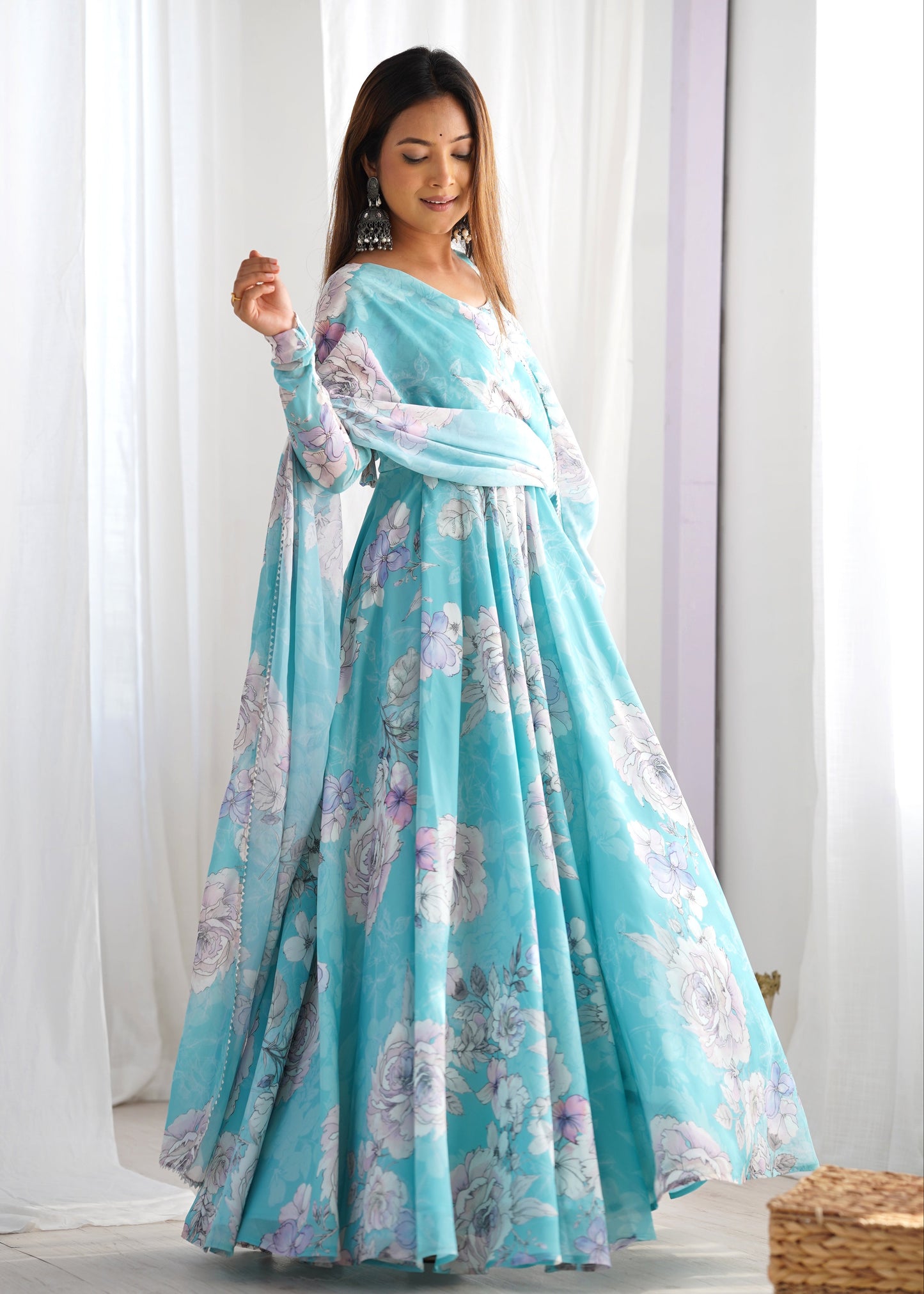 Soft Breeze Floral Georgette Gown