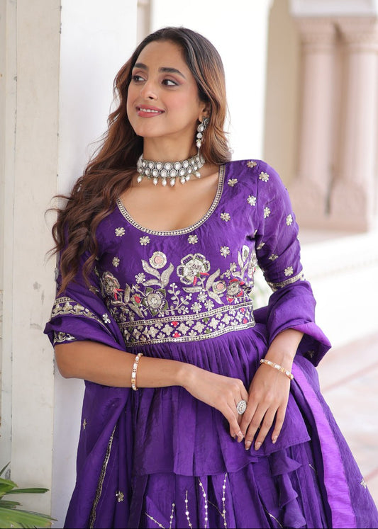 Royal Purple Embroidered Lehenga Choli