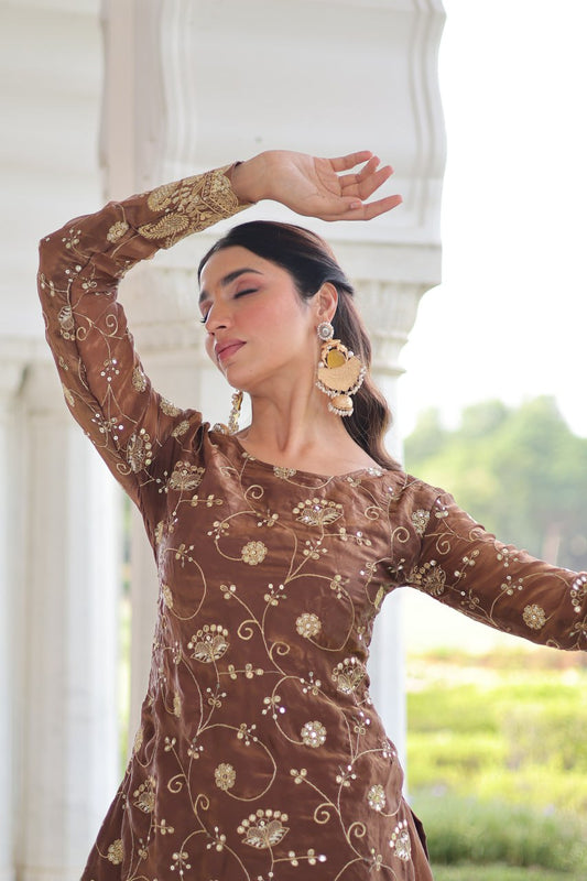 Festive Sequins Kurta Sharara Set