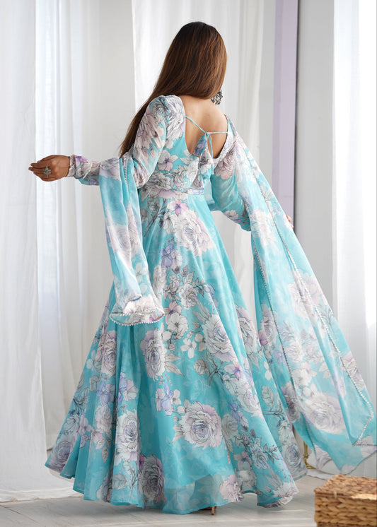 Soft Breeze Floral Georgette Gown