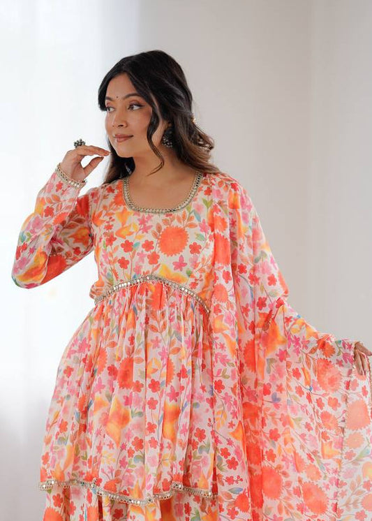 Floral Organza Kediya Palazzo Set
