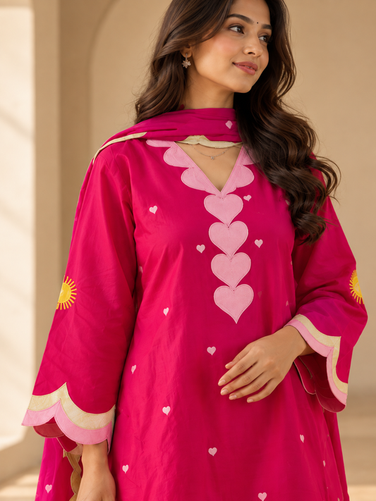 Heart Embroidered Farshi Salwar Suit