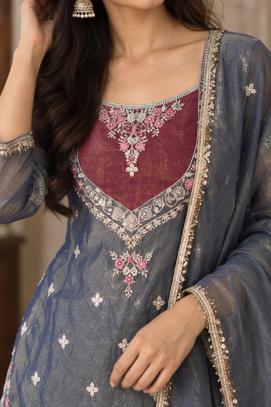 Elegant Festive Embroidered Suit