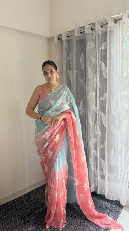 Designer Dual Shade Saree