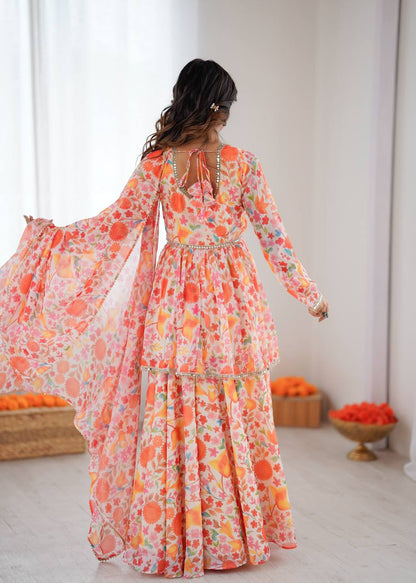 Floral Organza Kediya Palazzo Set
