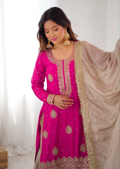 Gulnaar Pink Kurta & Sharara Set
