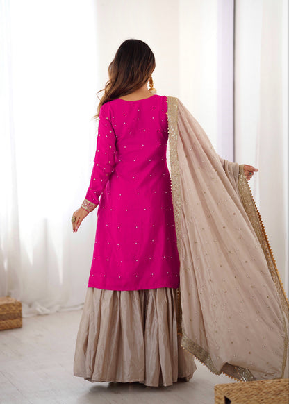 Gulnaar Pink Kurta & Sharara Set