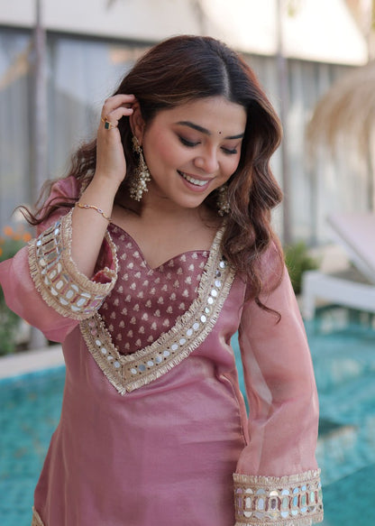 Stunning Mirror Work Kurta Set