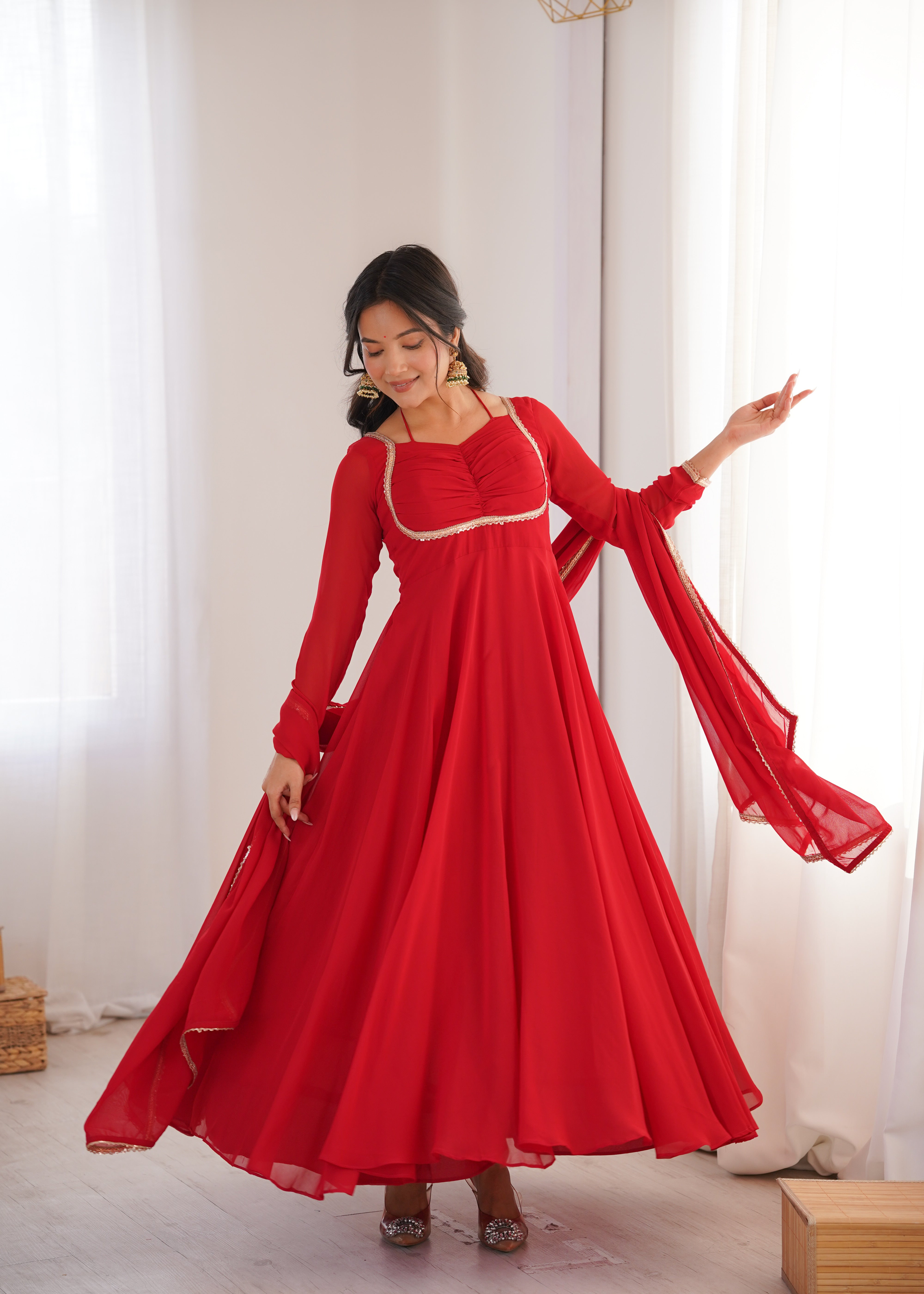 Graceful Festive Gown With Dupatta