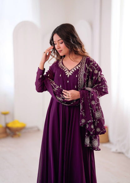Ruhani Mirror Embroidered Gown Set