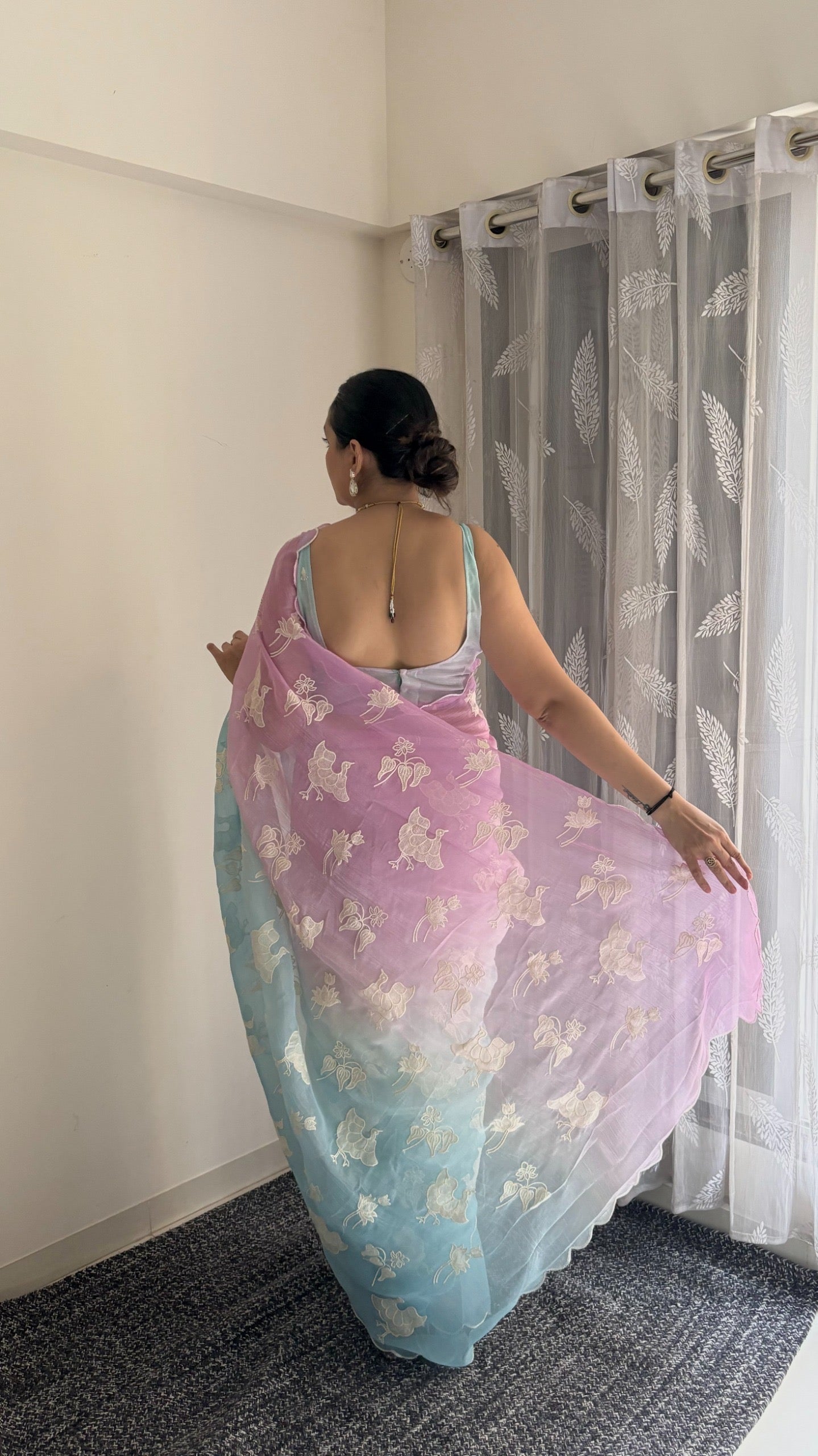 Designer Dual Shade Saree