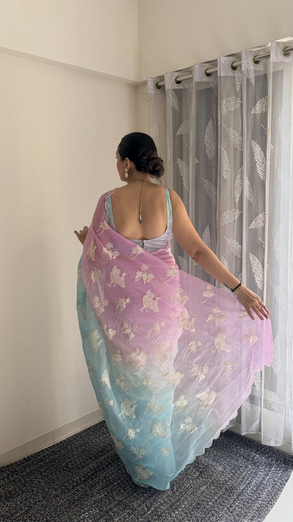 Designer Dual Shade Saree