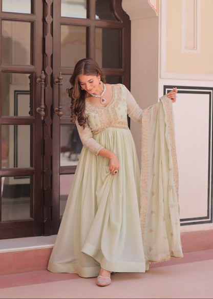 Soft Glow Sequins Embroidered Gown