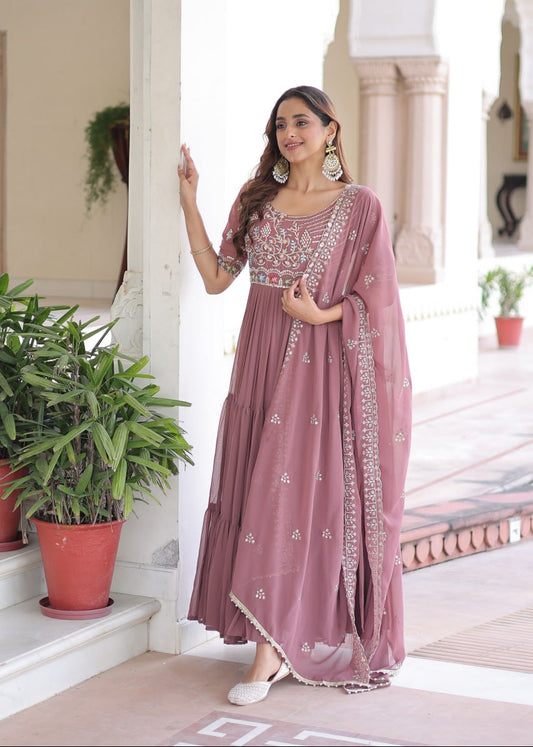 Elegance Multithread Embroidered Gown