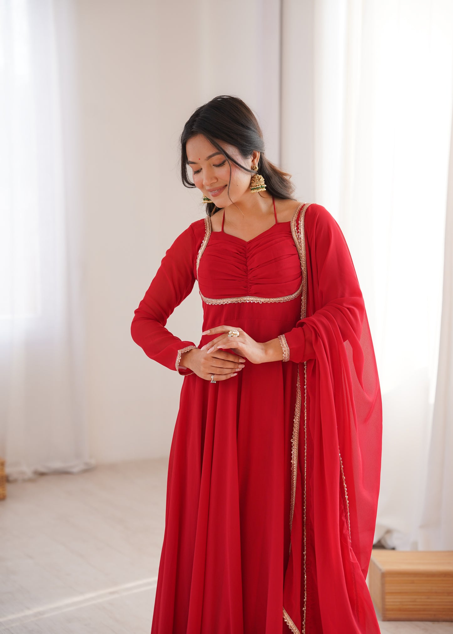 Graceful Festive Gown With Dupatta