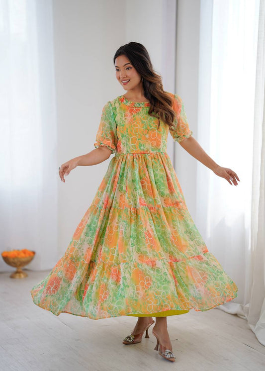 Pastel Bloom Georgette Maxi Dress