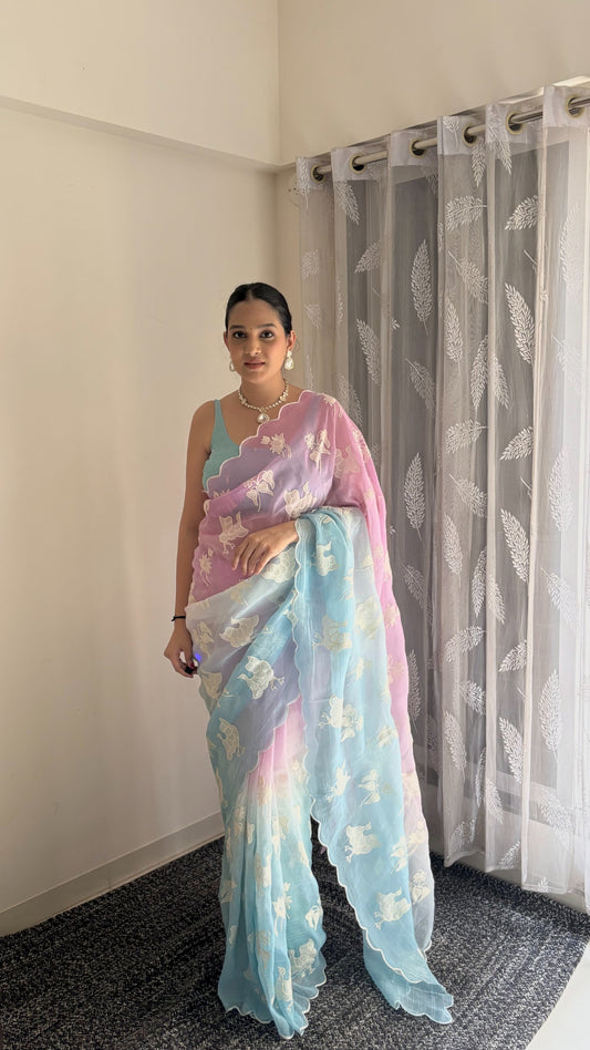 Designer Dual Shade Saree