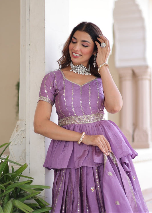 Purple Celestial Zari Lehenga