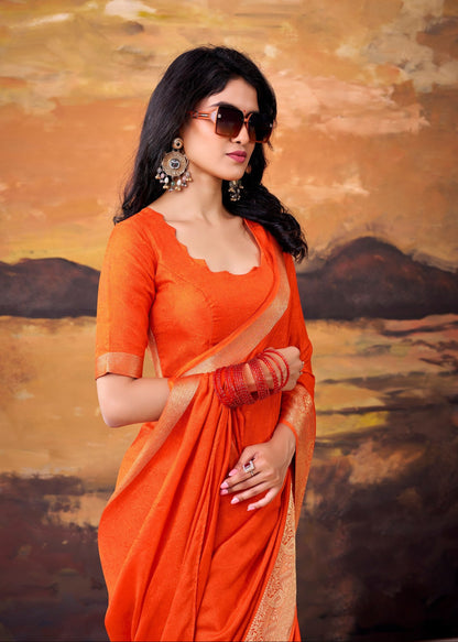 Gulnaar Golden Zari Weave Saree