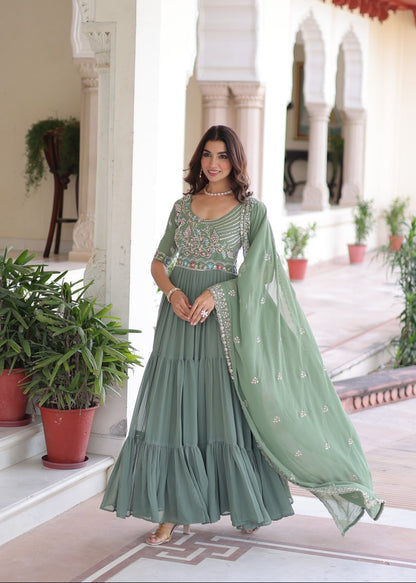 Elegance Multithread Embroidered Gown