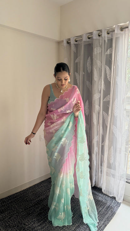 Designer Dual Shade Saree