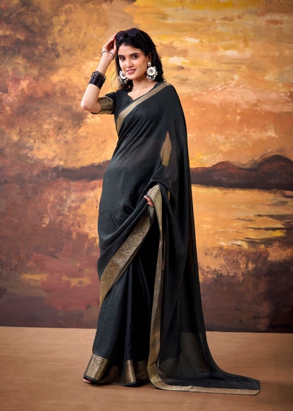 Gulnaar Golden Zari Weave Saree