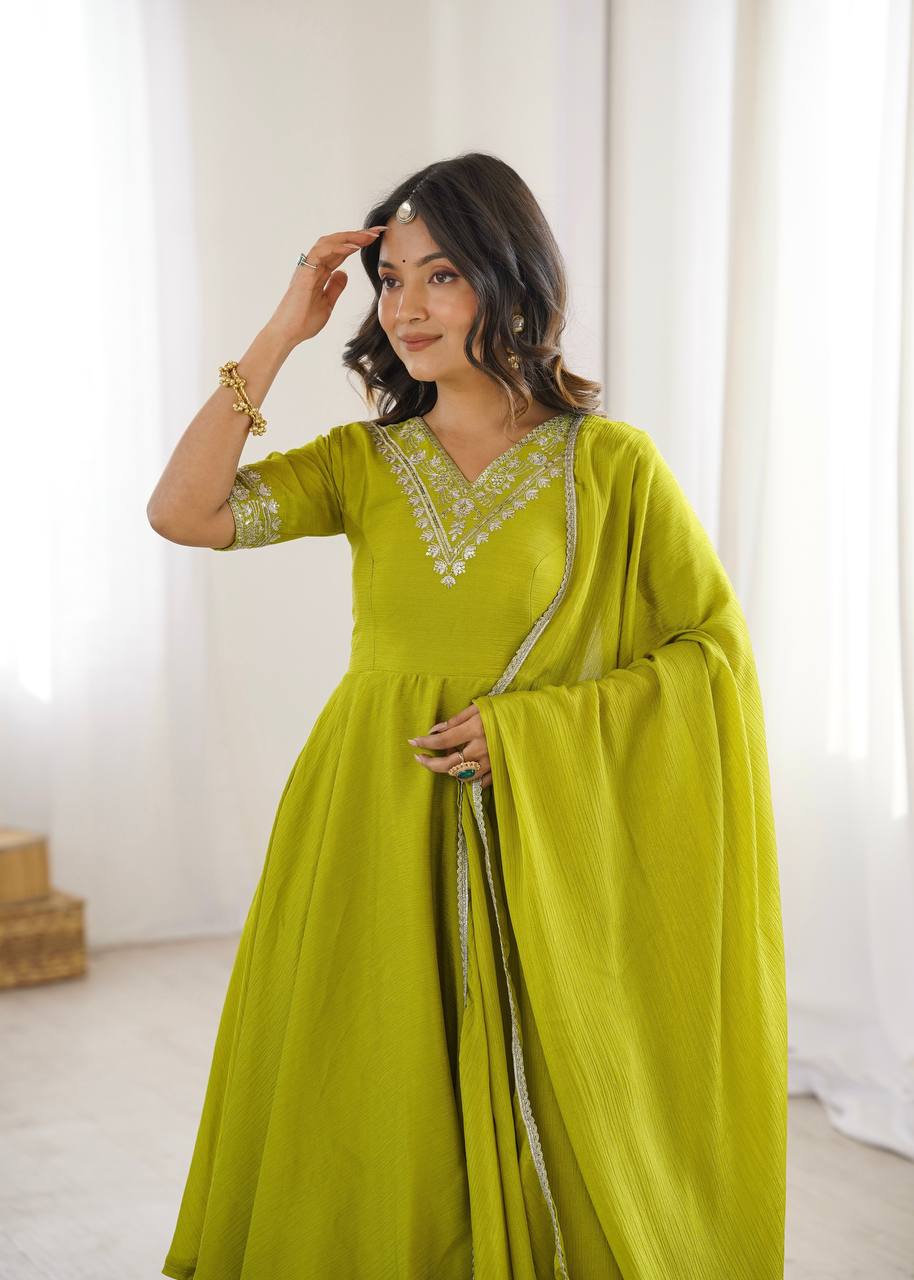 Dreamy Embroidered Chinon Palazzo Set