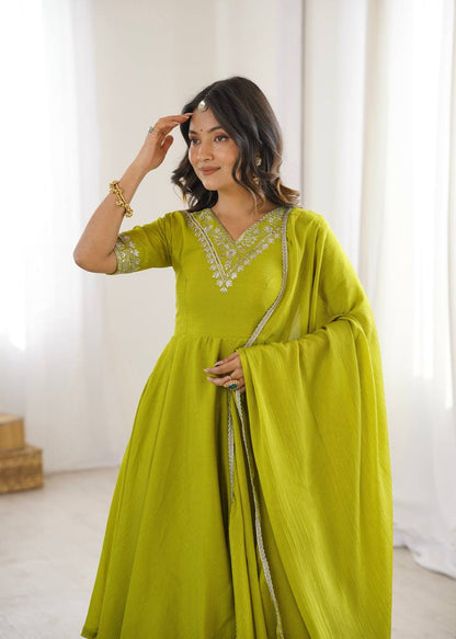 Dreamy Embroidered Chinon Palazzo Set