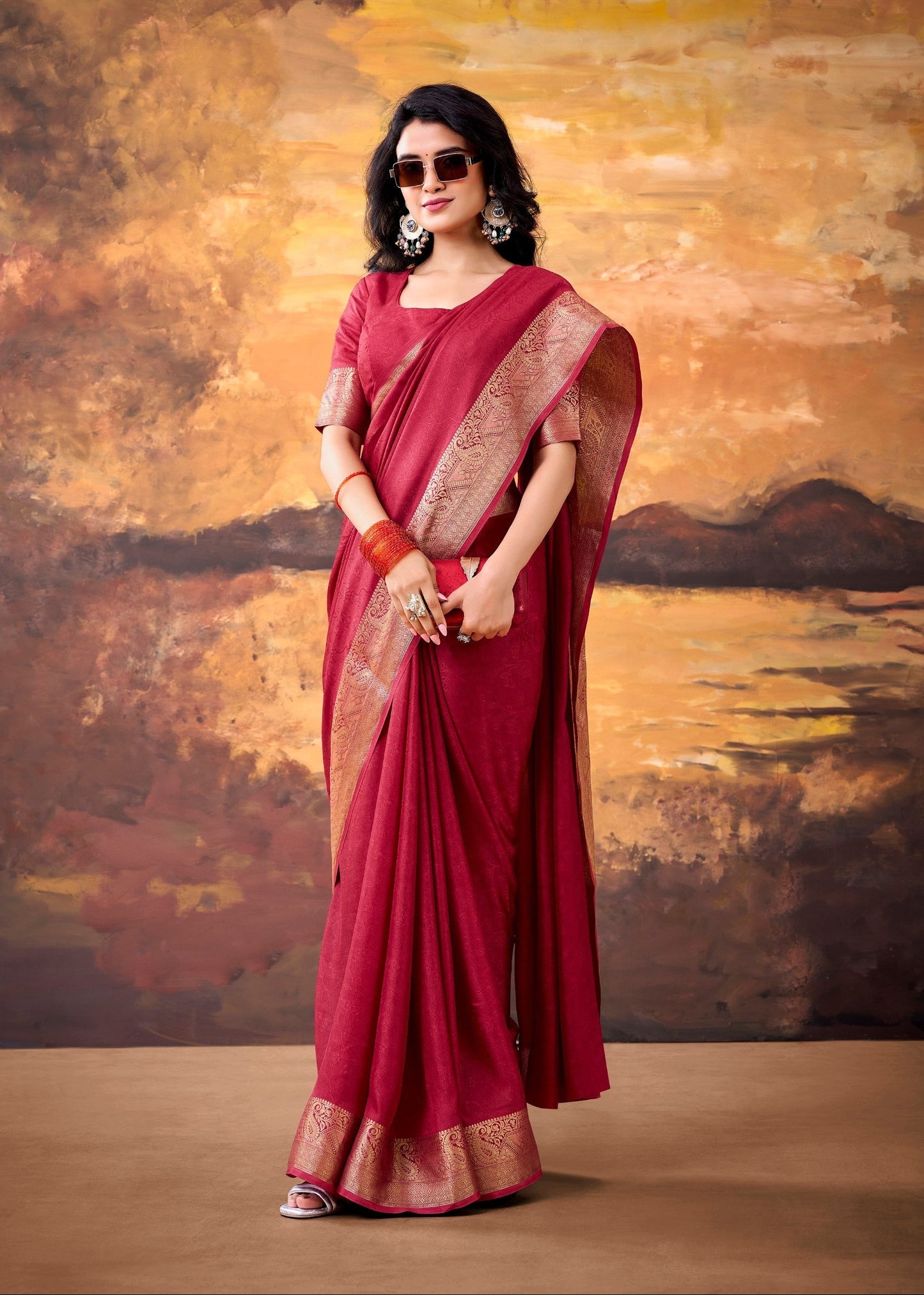 Gulnaar Golden Zari Weave Saree