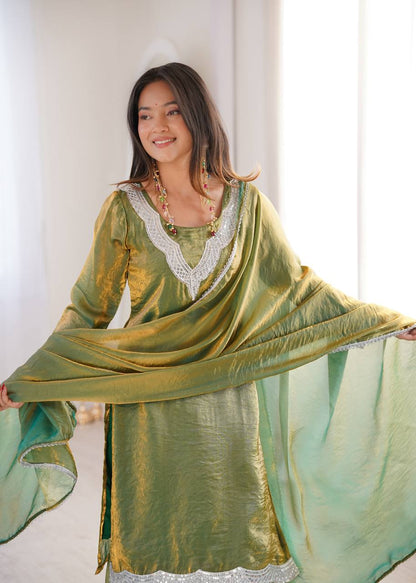 Zeenat Green Kurta Sharara Set