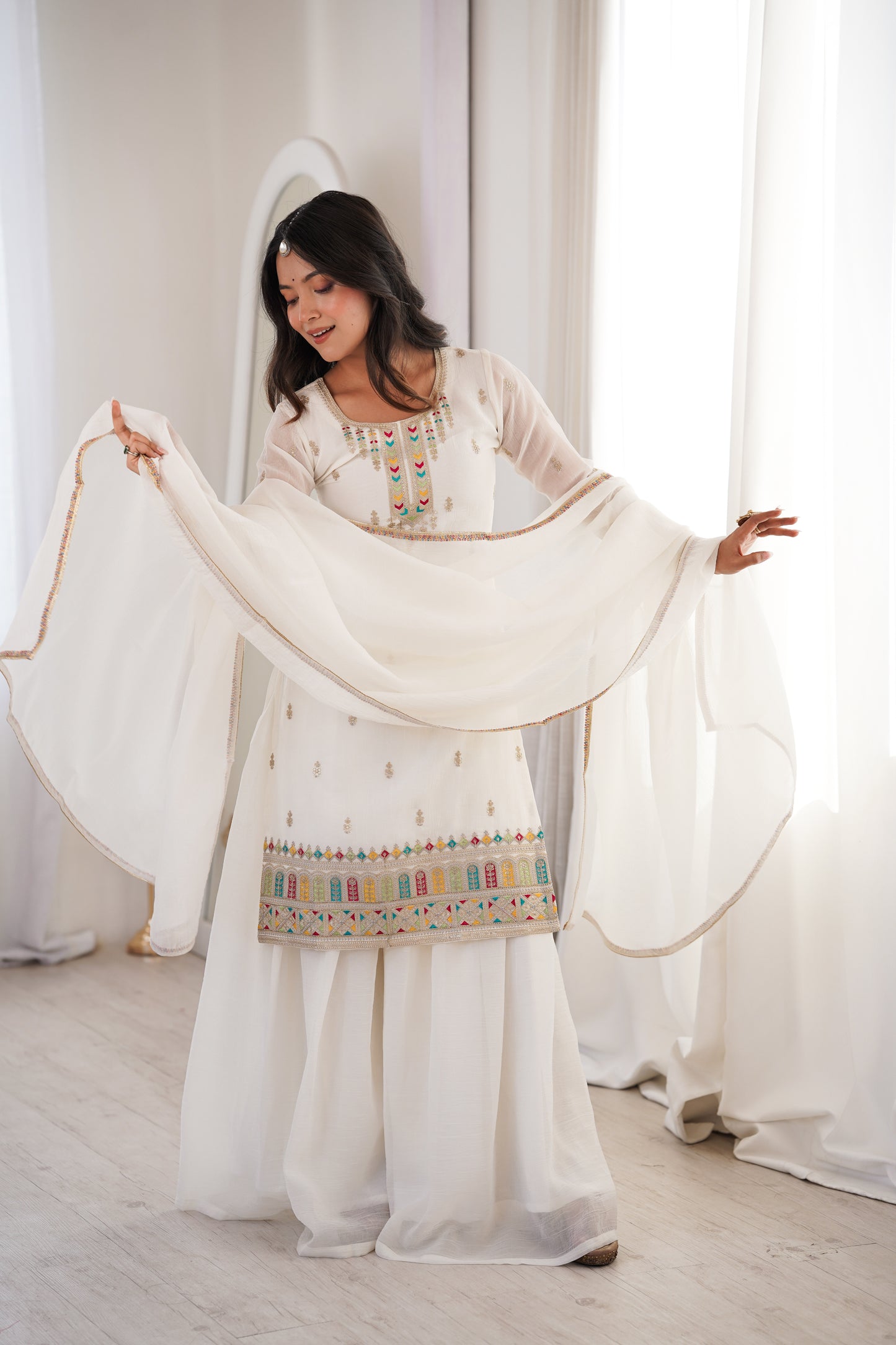 Swan Glow Festive Sharara Set