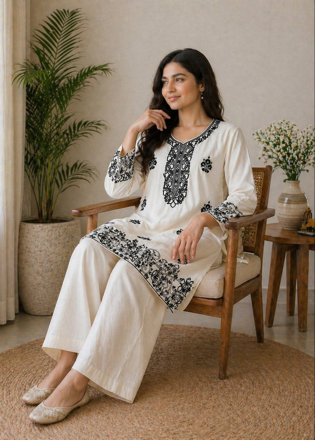 Classic Noir Embroidered Co-ord