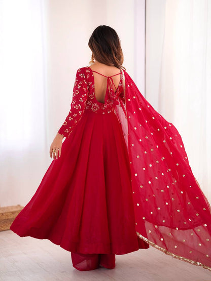 Ruby Radiance Flared Suit Set
