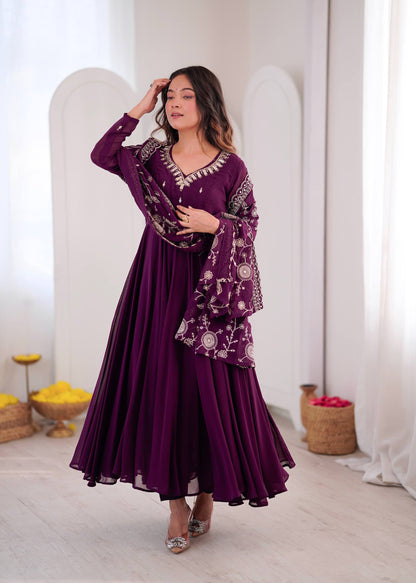 Ruhani Mirror Embroidered Gown Set