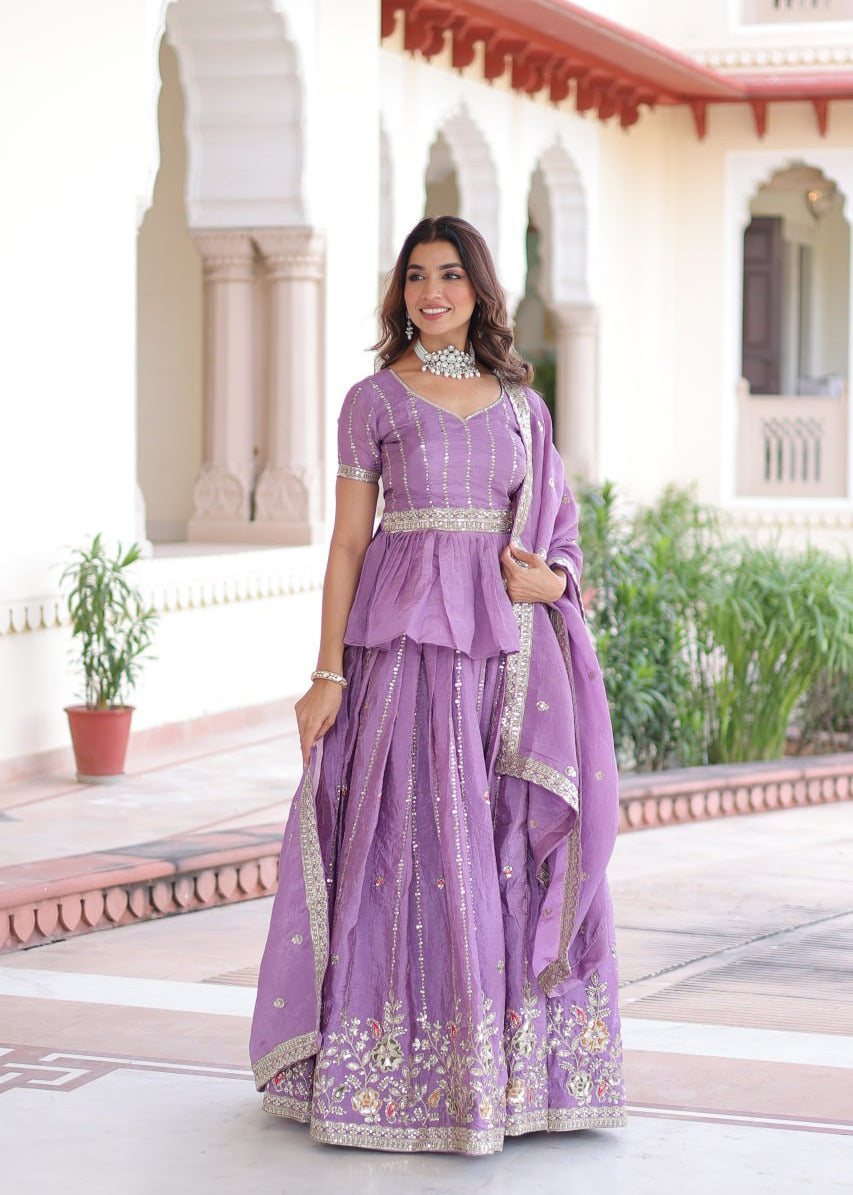 Purple Celestial Zari Lehenga