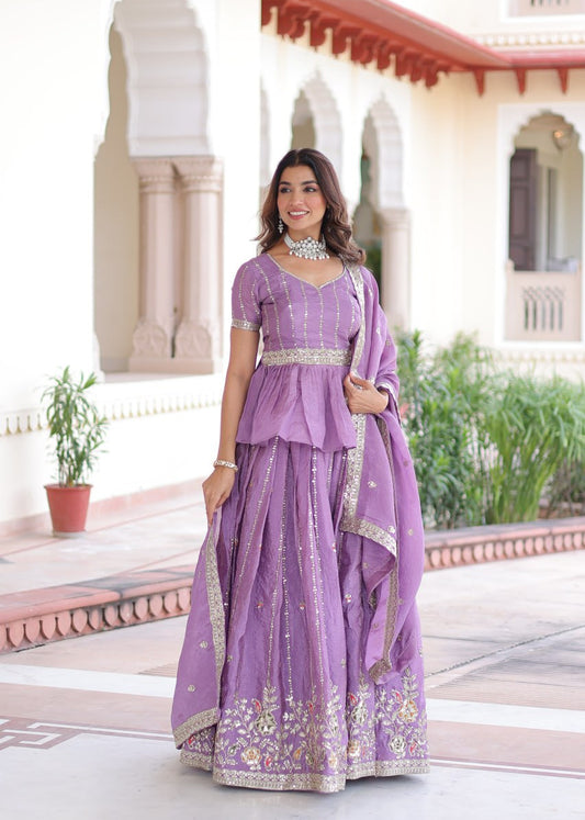 Purple Celestial Zari Lehenga