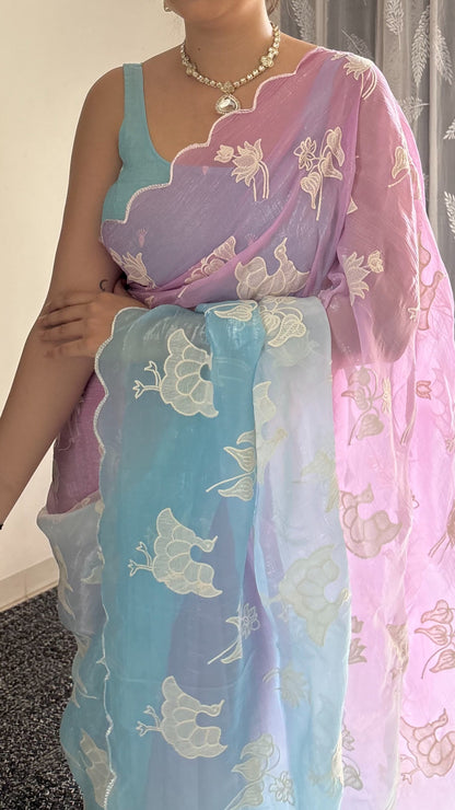 Designer Dual Shade Saree