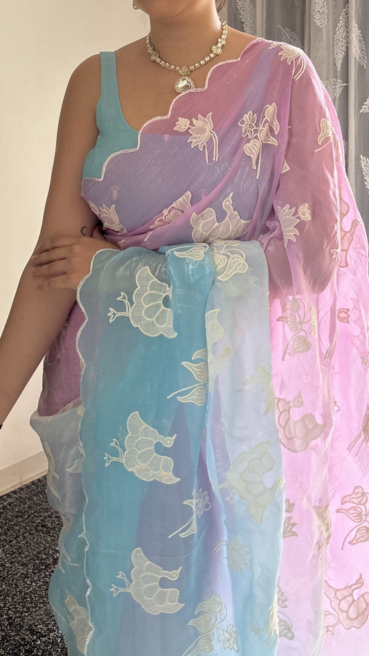 Designer Dual Shade Saree