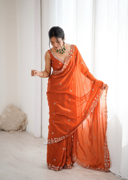 Rangrez Sequins Embroidered Saree