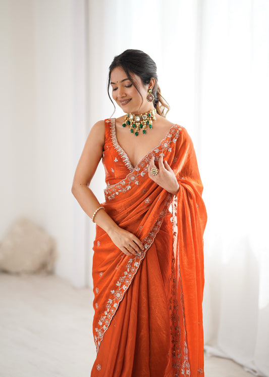 Rangrez Sequins Embroidered Saree