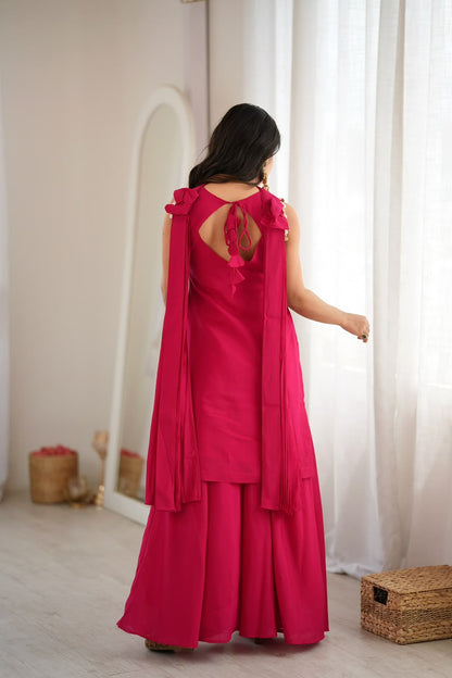 Gulabi Pink Mirror Work Palazzo Suit Set