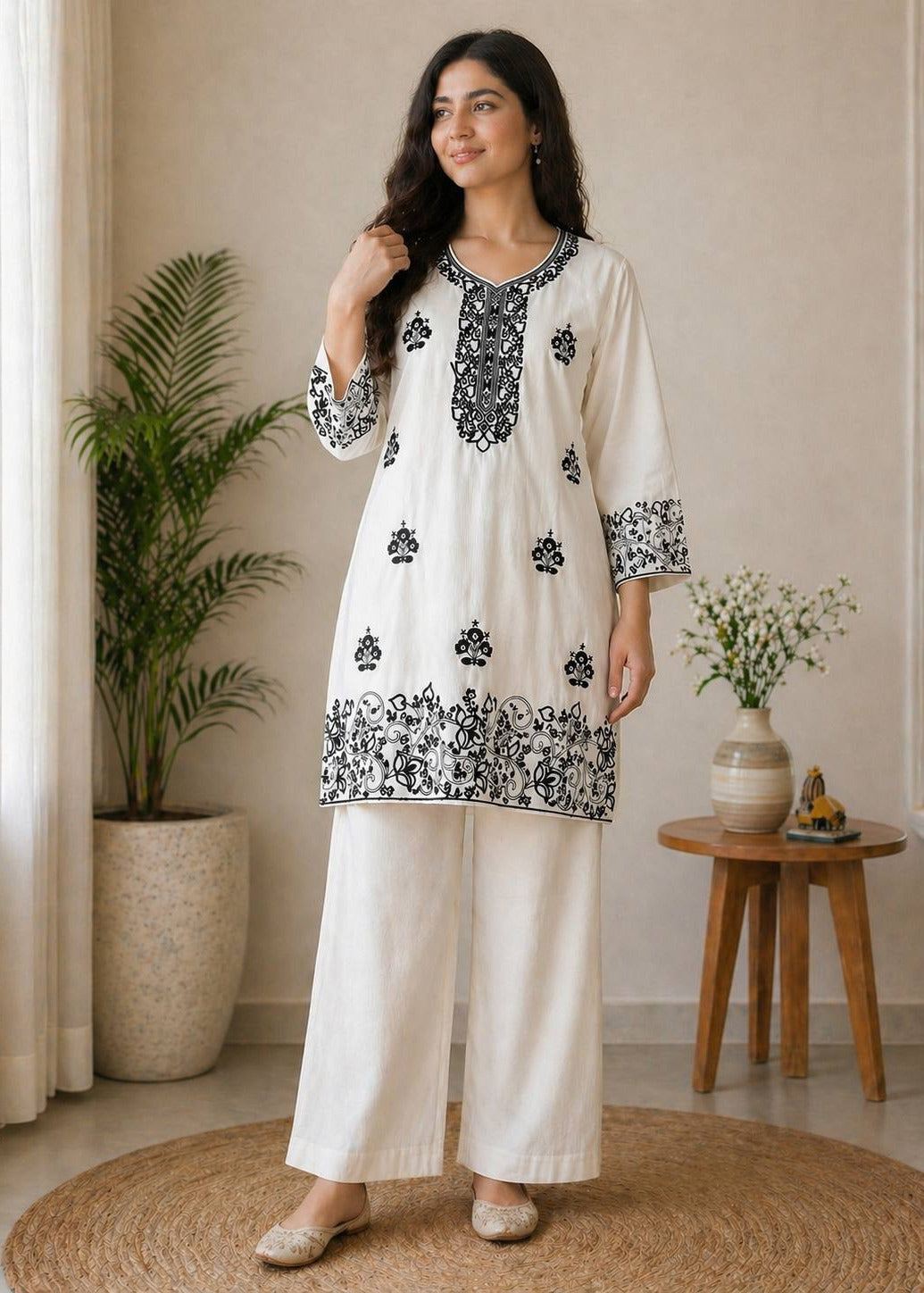 Classic Noir Embroidered Co-ord