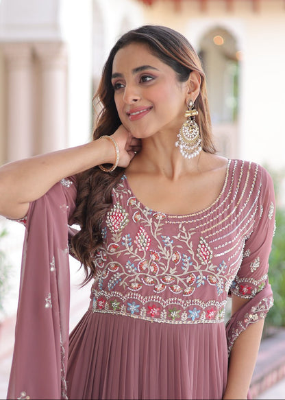 Elegance Multithread Embroidered Gown