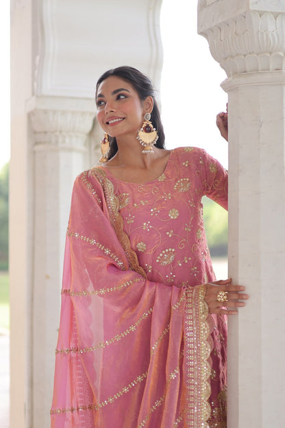 Festive Sequins Kurta Sharara Set