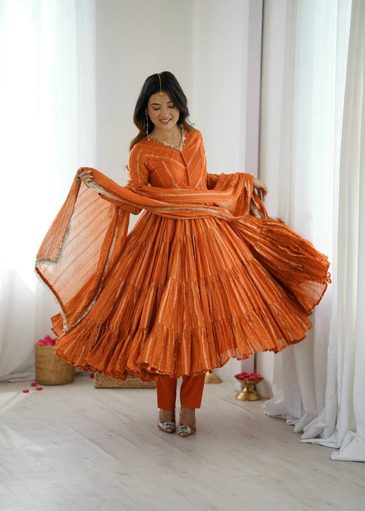 Radiant Chanderi Glow Ruffle Gown