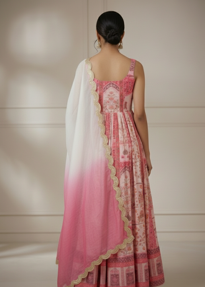 Elegant Printed Organza Anarkali